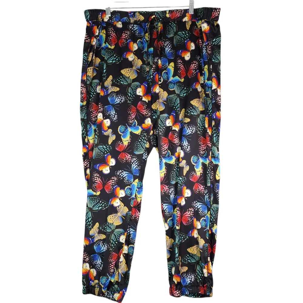 Johnny Was Silk Panya Butterfly Pull-on Jogger Pants - Picture 2 of 9